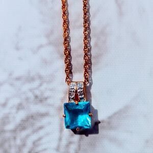 Faux Blue Topaz & Genuine Diamond necklace